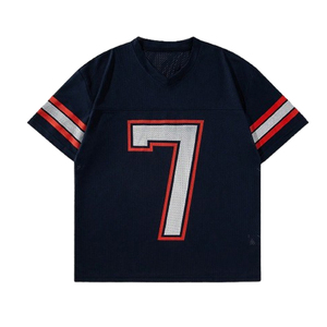 เสื้อฟุตบอลอเมริกันแบบตาข่ายเบิร์ดอายสั่งทำขายส่งสำหรับผู้ชาย คอวี ระบายอากาศได้ดี ทรงโอเวอร์ไซส์ เหมาะสำหรับการฝึกซ้อมกีฬา - Product Image 1