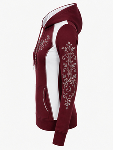 Sweat à capuche décontracté pour femme en coton 100% avec strass bleus, logo frontal et imprimé printemps-automne - Product Image 4