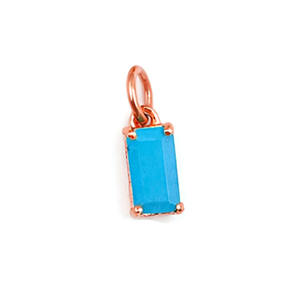 Pendentif en pierre naturelle turquoise de forme baguette rectangulaire, plaqué argent, pour collier et boucles d'oreilles - Product Image 3
