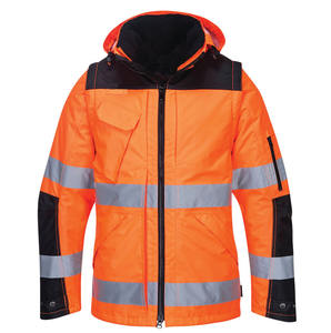 Veste de sécurité à manches longues pour homme avec fermeture éclair, matériau réfléchissant, veste de travail pour les services de nuit, logo personnalisable - Product Image 1