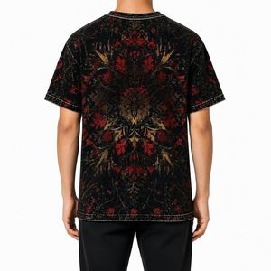 T-shirt surdimensionné personnalisé pour homme, imprimé floral mandala, décontracté, style hip-hop, streetwear, respirant, en coton, vêtement graphique, haut - Product Image 4