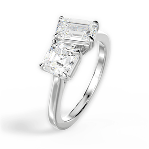 Bague de mariage pour femme en or blanc 14 carats avec diamant de laboratoire certifié IGI, taille émeraude et taille Asscher, clarté VS1, couleur F, 2,00 carats, Toi - Product Image 2