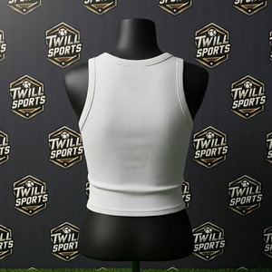 Top Corto Personalizado para Mujer, Blanco, Acanalado, Sin Mangas, Ajustado, Verano, Casual, Alta Calidad - Product Image 3