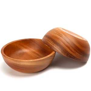 Tazón para Mezclar Ensaladas de Madera de Acacia Acanalado, Hecho a Mano, Moderno, Ecológico, Ligero, Duradero, Apto para Congelador, para Uso en Campamentos, para Servir Frutas - Product Image 3