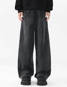 Pantalones Deportivos de Punto Negros para Mujer, Cintura Media, Cordón Ajustable, Casuales, Largos, Color Sólido, 100% Algodón, para Otoño - Product Image 3
