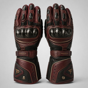 Guantes de Carreras al por Mayor de Cuero Vacuno con Protección Completa para los Dedos y Nudillos de Fibra de Carbono, Correa de Muñeca Ajustable, Equipo de Conducción - Product Image 1