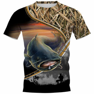 T-shirt de pêche personnalisé à manches courtes, marque privée, sublimation, respirant, séchage rapide, performance UV, polyester, grandes tailles, pêche au bar - Product Image 2