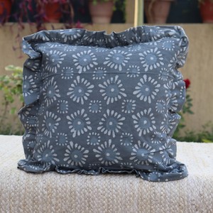 Floral Ruffle Square Modern Style Jhalani <b>Textiles</b> Rajasthan Envelop Closure Customizable Cotton Linen Handmade Decorative - Product Image 5