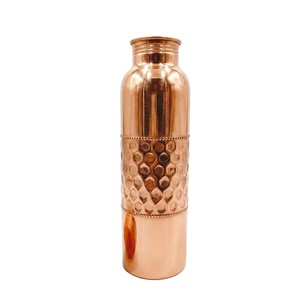 Botella de Agua de Cobre Puro Martillado, Hermética, Ecológica, con Acabado Brillante - APEX WORLD EXPORTS, 1000 ml, Gran Capacidad, Diseño Moderno - Product Image 1