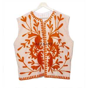 Handmade Eco-Friendly Cotton Vest <b>Jacket</b> <b>Women</b> Stylish Casual Sleeveless Outerwear Stand covered button and o-neck party wear - Product Image 5