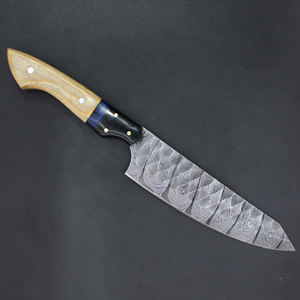 Cuchillo de chef personalizado con mango de acero, cuchillos de Damasco hechos a mano con mango de madera, precio más bajo, cuchillo de chef con tamaño personalizado. - Product Image 5