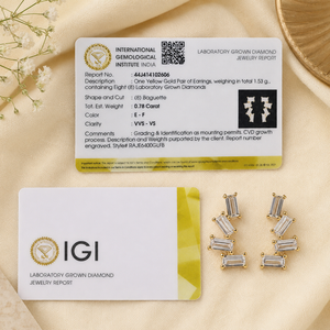 Pendientes de Oro Amarillo Sólido de 14 Quilates con Diamantes Cultivados en Laboratorio Certificados por IGI, Estilo Étnico y Elegante para Mujer, Corte Brillante, Joyería Personalizada - Product Image 6