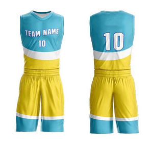 Op maat gemaakte gepersonaliseerde sporttenues basketbaluniformen set ademend ontwerp met teamnaam bedrukt korte mouwen - Product Image 1