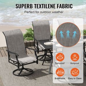 Set da Pranzo da Esterno 7 Pezzi in Ferro per Bistrò e Patio, con Sedie Girevoli e Tavolo da Giardino per Tutte le Stagioni - Product Image 3