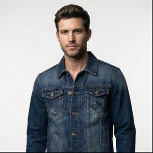Chaqueta vaquera de moda para hombre, ropa personalizada de nuevo diseño, abrigos elegantes, chaqueta vaquera para correr con estampado trasero, chaqueta cortavientos - Product Image 1