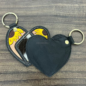 Porte-clés artisanal en cuir de vachette de qualité supérieure, avec motif floral, style western, porte-clés rustique, accessoires pour clés de voiture - Product Image 6