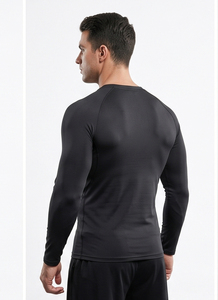 T-shirt de compression pour homme à manches longues, coupe ajustée, col rond, sous-vêtement de sport amincissant pour l'entraînement - Product Image 5