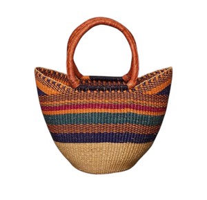 Multicolor Seagrass <b>Handbags</b> Leather Handle Woven Straw Tote Bag Fashion Women <b>Summer</b> Beach Purse OEM ODM - Product Image 4