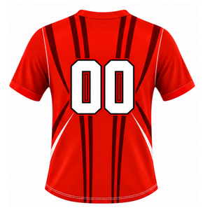 Camiseta de Rugby Roja Brillante de Manga Corta con Cuello en V, Uniforme de Equipo Transpirable y Ligero, Ropa Deportiva Personalizada para Entrenamiento - Product Image 2