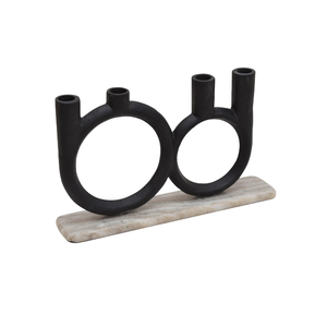 Support de bougie en métal avec base en bois, finition noire, pour la décoration de la maison et les mariages - Product Image 5
