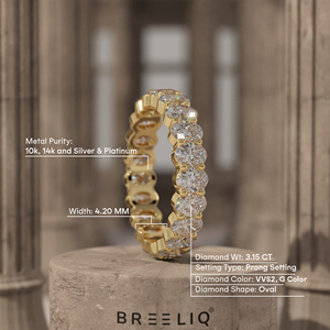 14K Solid Gold Lab Grown Diamond Oval Eternity Ring Full Diamond Luxury Band Bridal Statement Jewelry for Women - Product Image 2