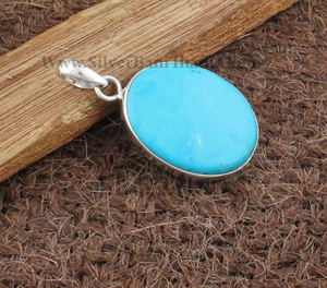 Collar Unisex de Piedras Preciosas Vintage Hechas a Mano con Turquesa Azul Natural y Plata de Ley 925 Chapada en Platino al por Mayor - Product Image 5