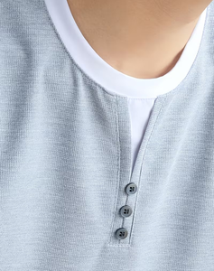 Men's Short Sleeve O Neck Solid Gray 100% Cotton Front Logo Casual T-Shirt Regular Fit Breathable - Product Image 5