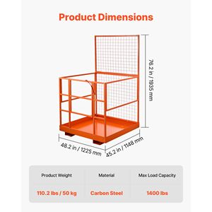 Cesta de Trabajo Plegable para Montacargas de Uso Pesado, 48.2 x 45.2 Pulgadas, Capacidad de 1400 Libras - Product Image 2