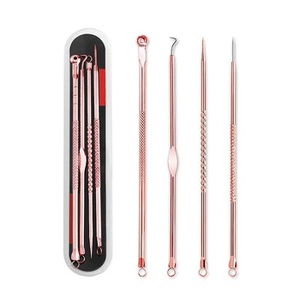 Premium 4 Piece Acne Extractor Tool Set Stainless Steel Blackhead Remover Kit for Facial Pore Cleansing Care - Product Image 1