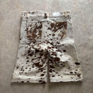 Pantalones Cortos de Cuero Genuino de Piel de Vaca con Pelo para Hombre, Estilo Vaquero Occidental Premium, de Lujo, de Diseñador, Moda Urbana - Product Image 2