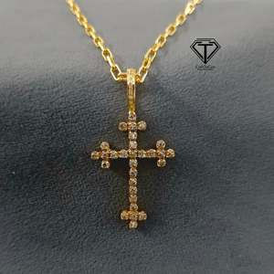 Colgante de cruz de oro de 10K estilo Hip Hop con incrustaciones de diamantes hechos a mano - Product Image 2