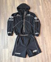 Ensemble de survêtement Crucial Dreams, veste à capuche noire, short, fermeture éclair sur toute la longueur, streetwear, unisexe adulte, polyester léger, printemps