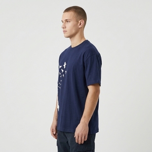 <b>Men</b> <b>Navy</b> <b>Blue</b> T-<b>Shirt</b> Heavyweight Cotton Feather Birds Graphic Print Oversized Streetwear T <b>Shirts</b> OEM Manufacturer - Product Image 3