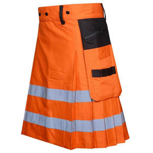 Kilt de pompier orange haute visibilité fait main en Écosse, kilts de travail pour pompiers - Product Image 3