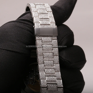 Luxury Premium <b>Automatic</b> <b>Wristwatch</b> for Men High Quality Stainless Steel Moissanite Diamond Glass 41mm Fully Iced Hip Hop Analog - Product Image 3