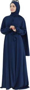 Abaya pour femmes, robe hijab à manches longues, longueur au sol, couleur unie, robe modeste, tenue quotidienne, style moyen-oriental, matière polyester - Product Image 2