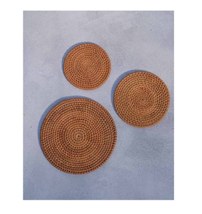 BOHO Rattan Trivet Handmade Bamboo <b>Round</b> <b>Mats</b> And Pads Traditional Style Table Decoration Set Rattan Coaster - Product Image 6