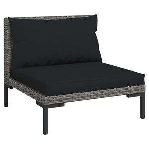 8 pezzi grigio scuro Poly Rattan Patio Set Lounge con cuscini mobili da esterno - Product Image 3