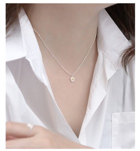 Summer New Daisy series <b>set</b> S925 sterling <b>silver</b> Korean fashion small fresh <b>necklace</b> ring bracelet wholesale - Product Image 5