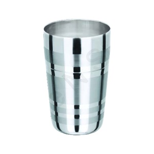 Gobelet en verre avec fond rond, tasse en verre, gobelet d'eau froide, gobelet tactile en acier inoxydable argenté - Product Image 1