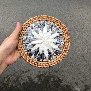 Bandeja Decorativa de Mimbre, Ratán y Bambú Hecha a Mano en Vietnam con Incrustaciones de Madreperla, Venta al por Mayor, 100% Libre de Impuestos - Product Image 4