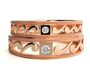 925 Sterling <b>Silver</b> Rose Gold Plated Swirl Couple <b>Rings</b> - Product Image 2