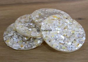 ชุดจานรองแก้วมุกแท้ทำมือสุดหรู ดีไซน์เนอร์ งานฝีมือประณีต ขนาด 4x4 นิ้ว ปรับแต่งสีได้ Tradebyd - Product Image 2