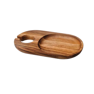 Plato de madera para servir estilo de granja de nuevo diseño con soporte de vidrio Tabla de queso de madera con soporte para vino Hecho en Vietnam - Product Image 1