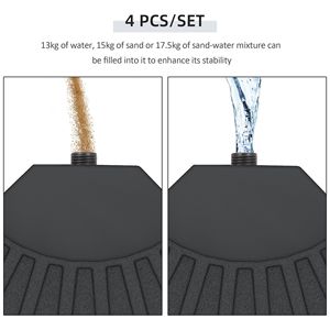 Base para Sombrilla de Patio, 4 Piezas, Capacidad de Agua de 52 Litros, Peso de 112 Libras, Pesas para Sombrilla Cantilever Offset para Exteriores, para Patio - Product Image 5