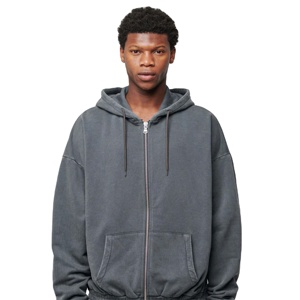 Vente en gros de sweat à capuche surdimensionné lourd personnalisé de luxe fabrication de coton lourd 100% sweat à capuche en éponge française 2025 - Product Image 2