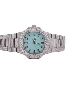VVS Moissanite Iced Out Hip Hop <b>Watch</b> Bust Down <b>Diamond</b> <b>Watch</b> 925 Silver Luxury Quartz White Strap Wholesale - Product Image 1