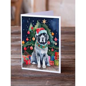 Cartes de vœux de Noël fantaisistes de Terre-Neuve Lot de 8 cartes de note vierges de taille A7 5x7 avec enveloppes - Product Image 2