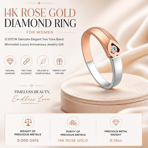 Anillo de Diamantes en Oro Rosa de 14K para Mujer |   Anillo Delicado y Elegante de Dos Tonos de 0.15TCW, Joyería Minimalista de Lujo para Aniversario, Regalo - Product Image 5
