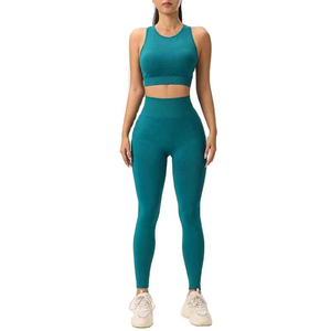 Ensemble de sport pour femme à manches longues avec décorations à fermeture éclair, 2 pièces : crop top athlétique et legging, idéal pour l'entraînement et le yoga - Product Image 4